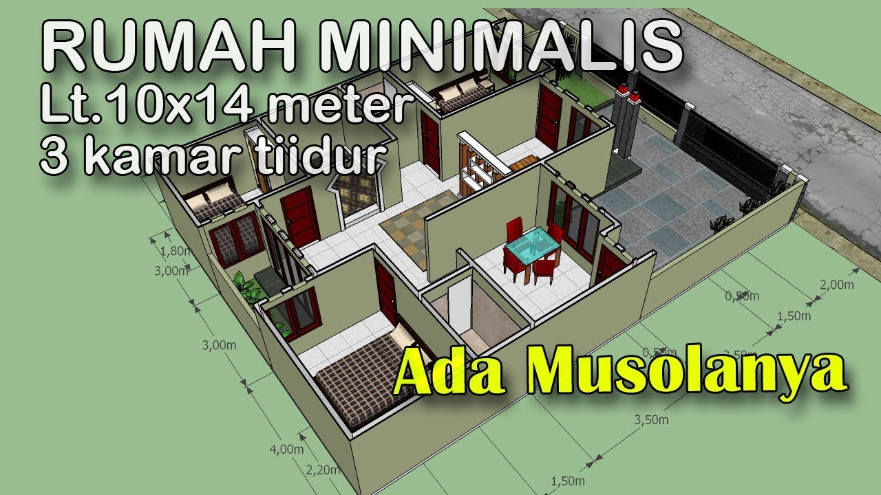 Rumah Minimalis Luas Tanah 10x14 Dengan 3 Kamar Tidur Youtube