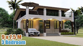 HOUSE DESIGN IDEA | 9 X 7.5 Meters | 3 bedroom House with Roofdeck