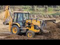 JCB Backhoe Leveling Ground and Collecting Soil to Loading Dump Truck and Tractor-JCB Tractor Video