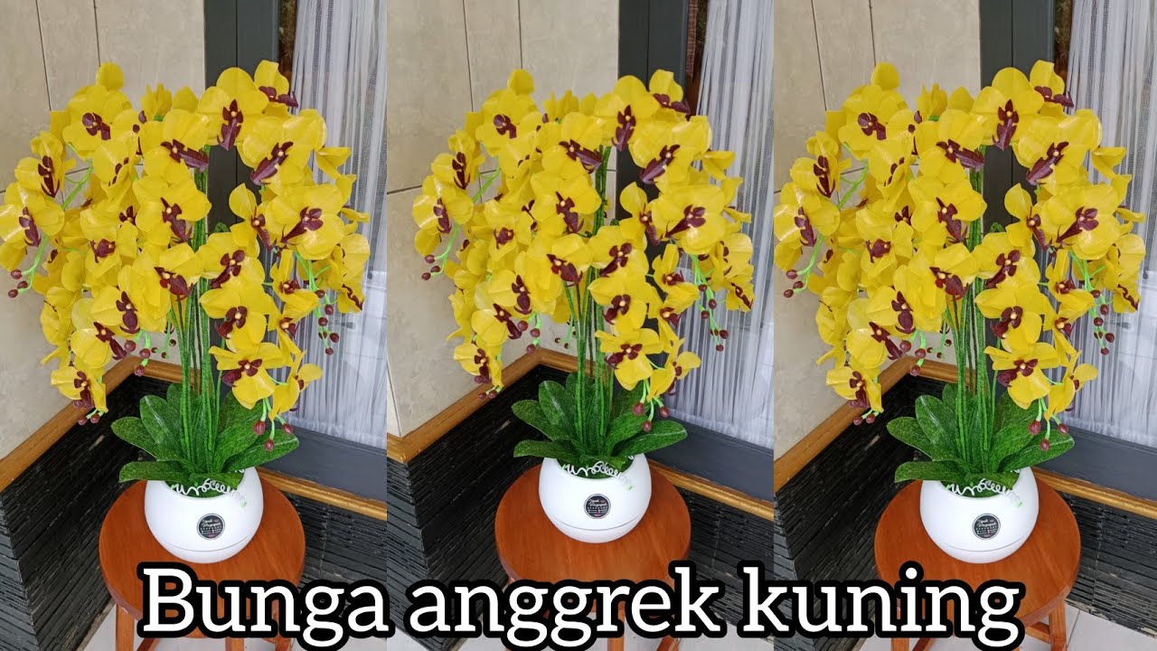 Cara membuat bunga anggrek kuning dari plastik kresek