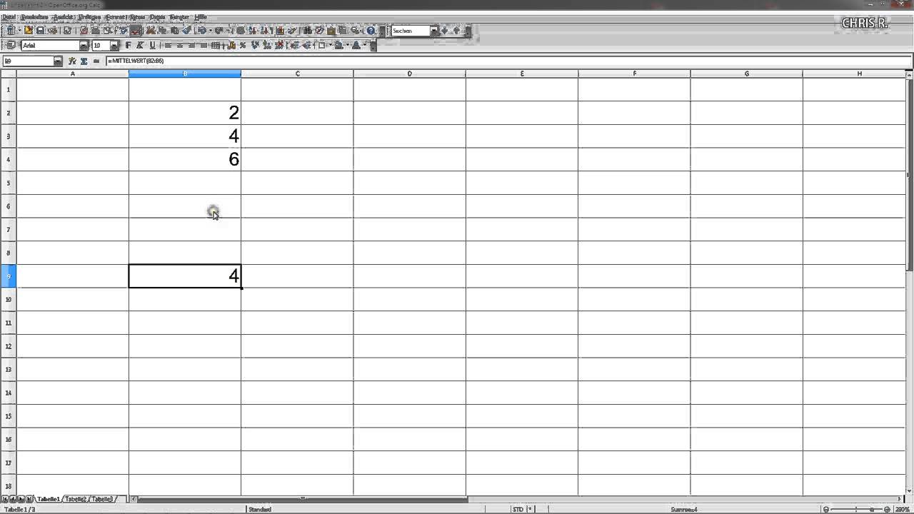 Mittelwertberechnung Ganz Einfach Excel Oder Open Office Calc Youtube