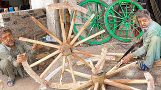 A luxury Carriage Historical Wooden Wheel Making Incredible Hardworking