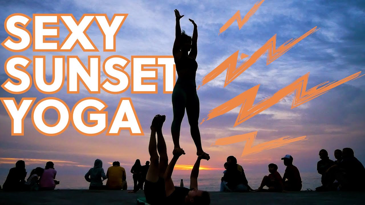 Bali Beach Sexy Sunset Acroyoga Flow: Couple perform Acro Yoga in front ...