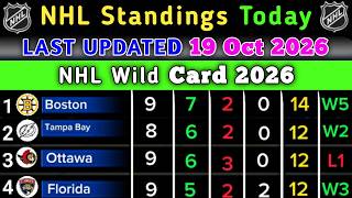 NHL Standings today | Last UPDATE 19 Oct 2026 | NHL Standings 2026 - Last Match CAR vs CGY #nhl