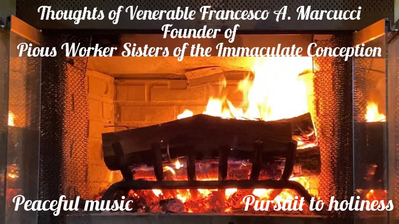 Fire crackling fireplace and peaceful music background with thoughts and maxims in pursuing holiness