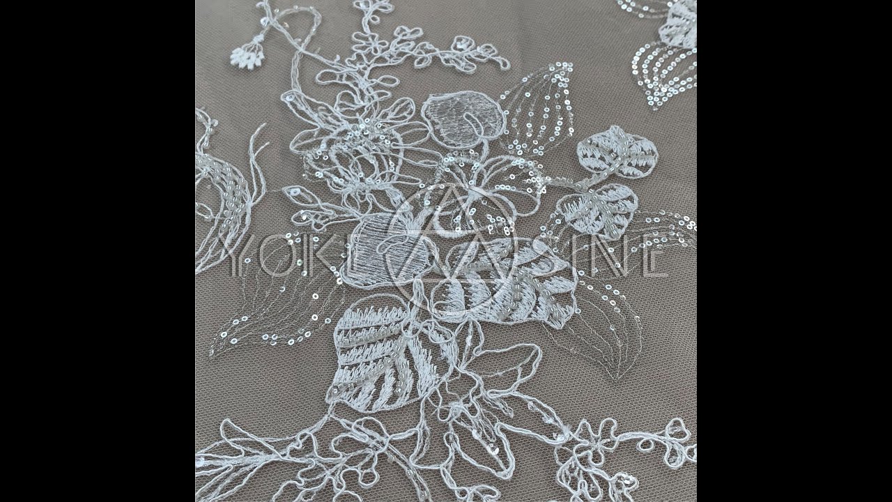 LaceFabric 2021 ▎Luxurious Floral Embroidery Lace Fabric Wedding Gown L00758AN ▎YokeSine Lace Fabric