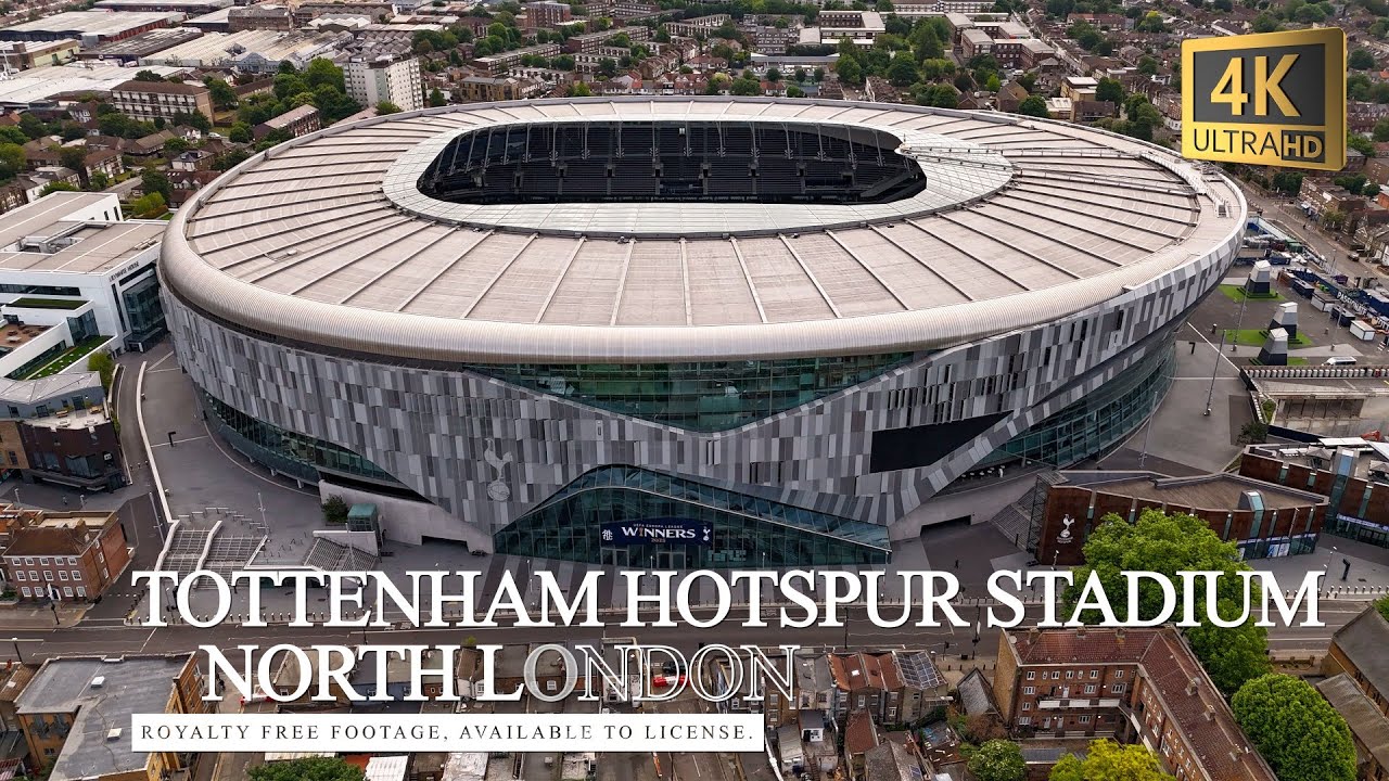 Tottenham Hotspur Stadium Drone Flyover after Europa League win | Royalty Free 4k Video