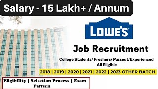 Lowes India Off Campus Drive | Salary 15LPA | lowe's India Recruitment Freshers & Experienced