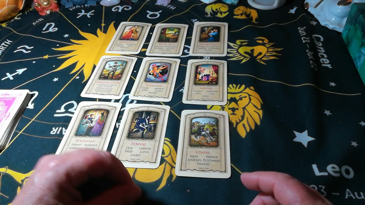 9 lapos kirakás. Cigánykártya és Kipper kártya.