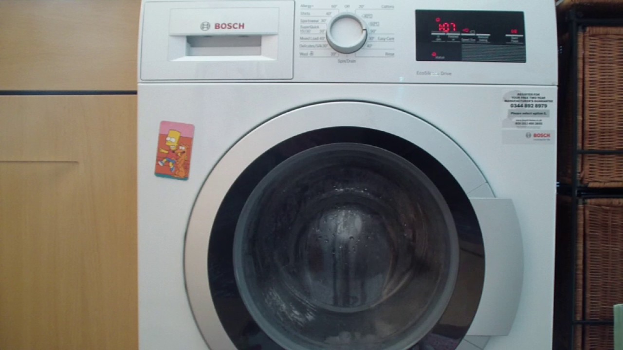 Bosch WAT28350GB Cottons 90 Boilwash (Cleaning Cycle) YouTube