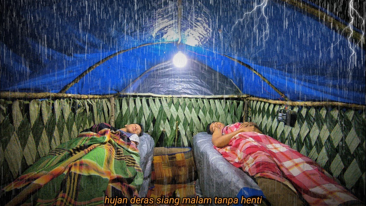 Camping di guyur hujan deras siang dan malam tanpa henti, tidur nyenyak di cabin hangat