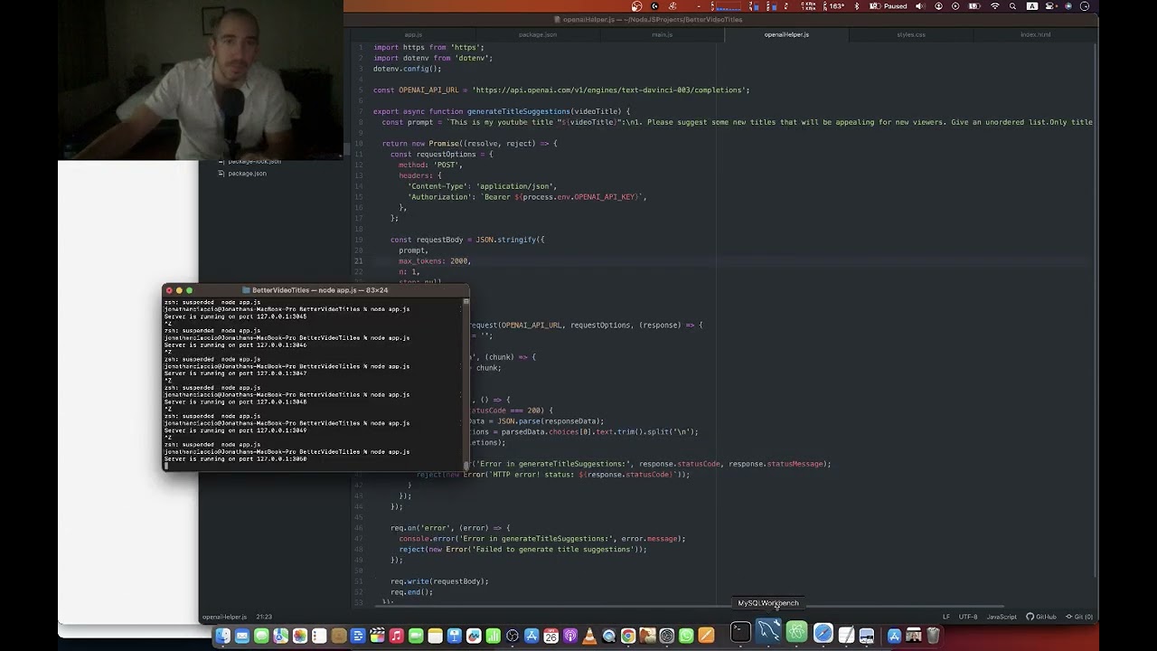 Part 2 : ChatGPT Youtube Video Title Suggestion Generator