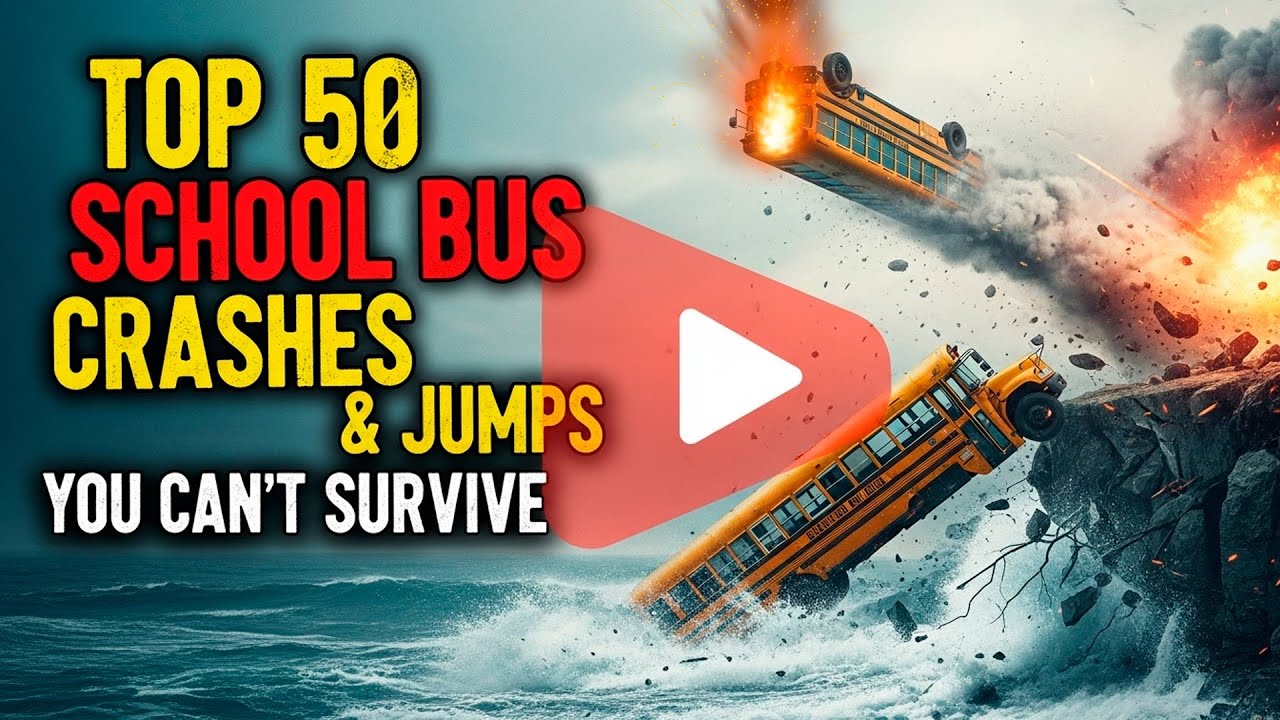 BeamNG Drive Top 50 Bus Jumps – School Bus Crashes & Yellow Bus Videos