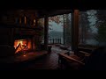 Rain Sounds In A Cozy Cabin By The Lake | Fireplace Ambience For Deep Sleep