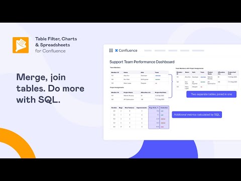 Merge, join tables in Confluence. Do more with SQL