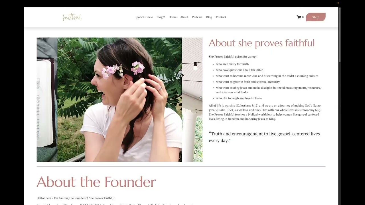 Demonstrating a Squarespace Built Website - She Proves FaithFul