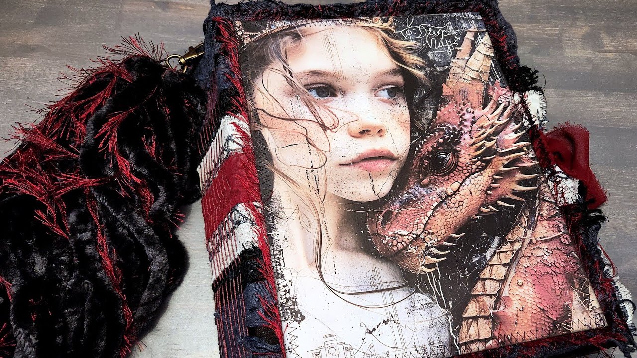 Massive Grungy Blue Fantasy Junk Journal Flip Through Dragons and Fairies Mixed Media Art Journal