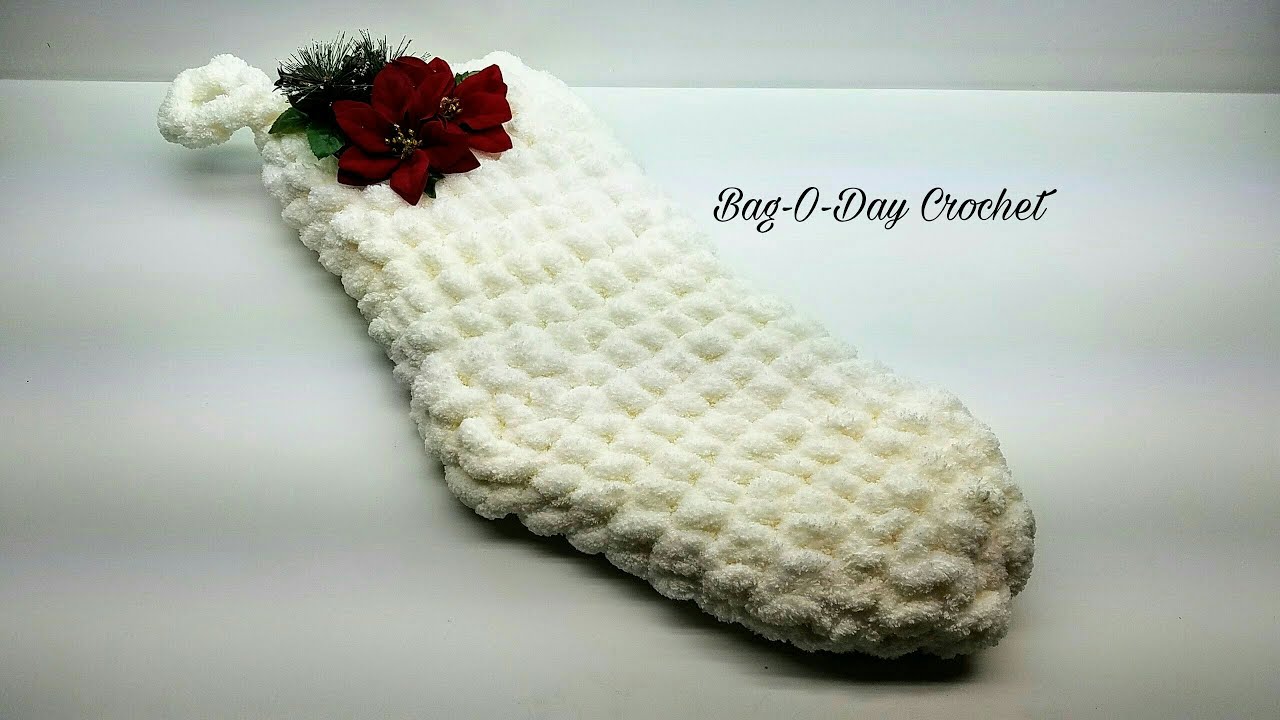 How To Crochet Easy Jolly Jumbo Christmas Stocking Size 24 X 11 Crochet Tutorial 430