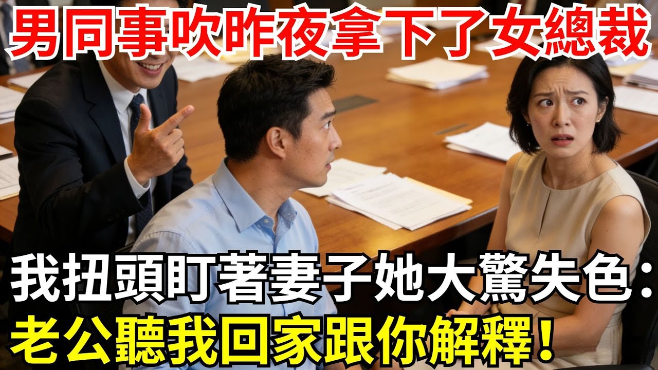 股東大會上，男同事吹噓昨夜拿下了冰山貌美女總裁，我扭頭盯著妻子，她大驚失色：「老公，聽我回家跟你解釋！」#故事#情感