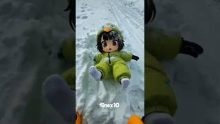 Little Penguin's Snowboarding Adventure and Funny Fall 😁😁 #shorts #viral #funny #anime