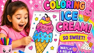 Watch Her Color Talk Yummy Ice Cream coloring