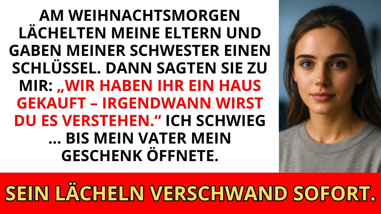 Am Weihnachtsmorgen gaben meine Eltern meiner Schwester einen Hausschlüssel und sagten: „Eines Tages