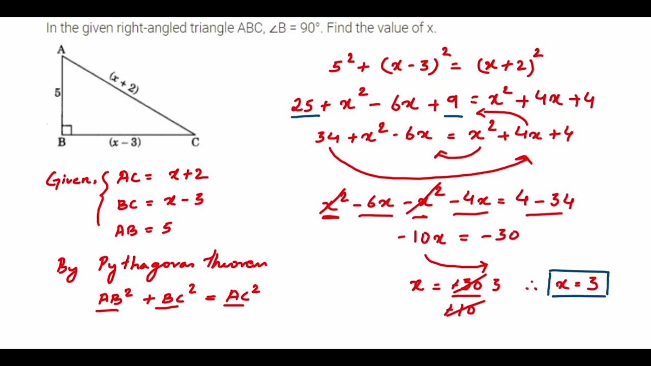 In the given right angled triangle angle B= 90°.find the value of x