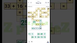16 May 2025 | Daily Cross Math Puzzle (Easy) | Step-by-Step Solve – Arithmetic Logic Game #ZpuzzleZ Details