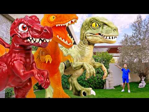 Stephi's Stretchy Dinosaur Toys Come ALIVE! 🦕 Giant Dinos in the House