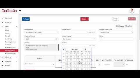How to Add a delivery challan in Rednote Online Invoicing Software