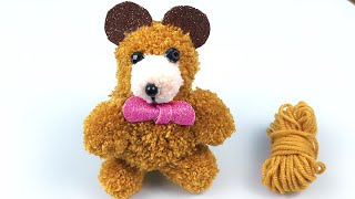 Wonderful Bear from Yarn without Knitting ! Pom Pom Teddy Bear