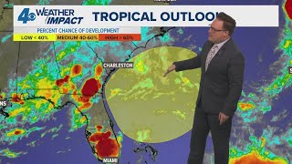 Monday 10 PM Tropical Update: NHC highlighting an area off the SE coast, east of FL, GA, and SC