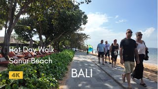 Sanur Beach Hot Day Walking | From Semawang Beach To Icon Bali Mall | Bali Walking Tour 4K