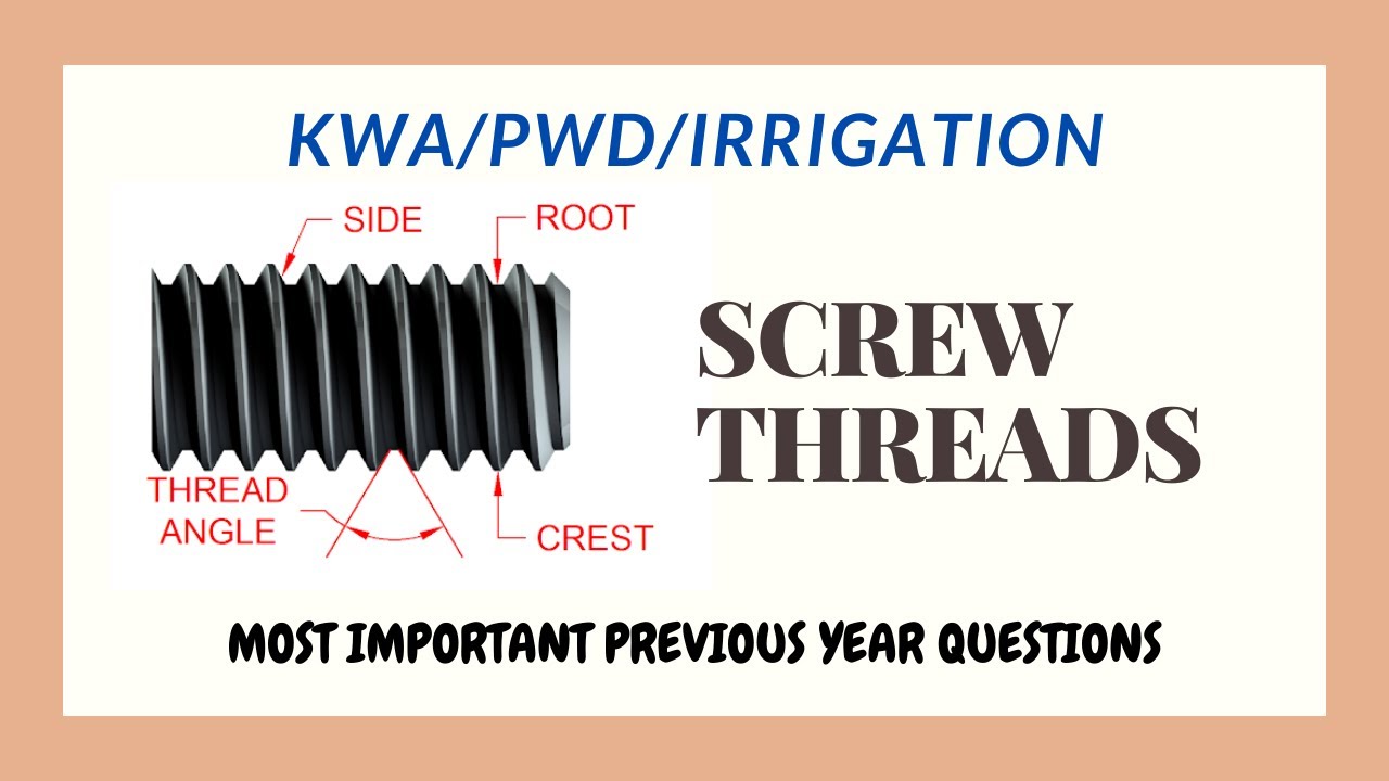 Kerala PSC | Kerala Water Authority-Overseer | Tracer | Machine Drawing | Screw Thread - MCQs