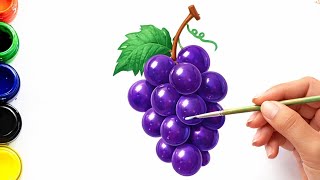 Grapes Drawing Easy and Beautiful with Rayms for Toddlers #abcarthubsikhoorsikhao #kidslearning #abc