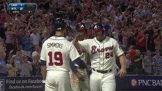 LAD@ATL: Gattis' two-run homer puts the Braves on top
