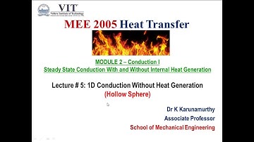 Heat Transfer 7: 1 D Steady Conduction - Hollow Sphere (Without Heat Generation) - Mod 2 Lect 5