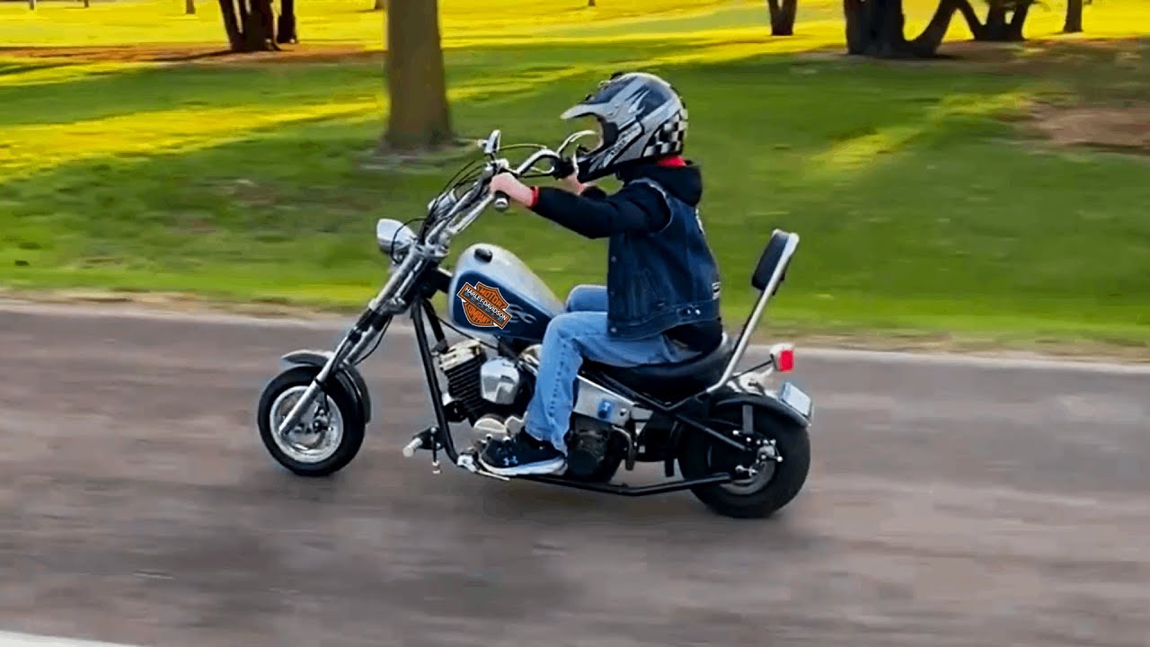 Harley Posing On A Mini Chopper  Mini chopper motorcycle, Chopper