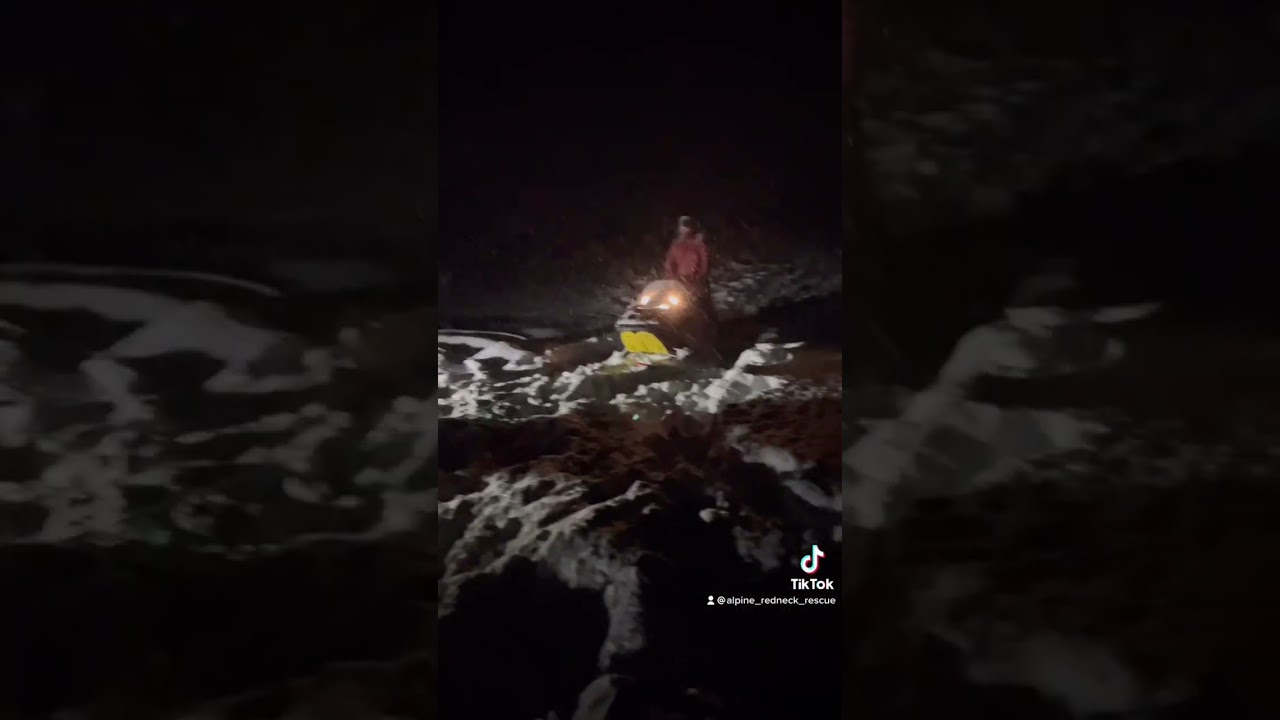 Ice Fishing Snowmobile Stuck In The Lake Rescue! 