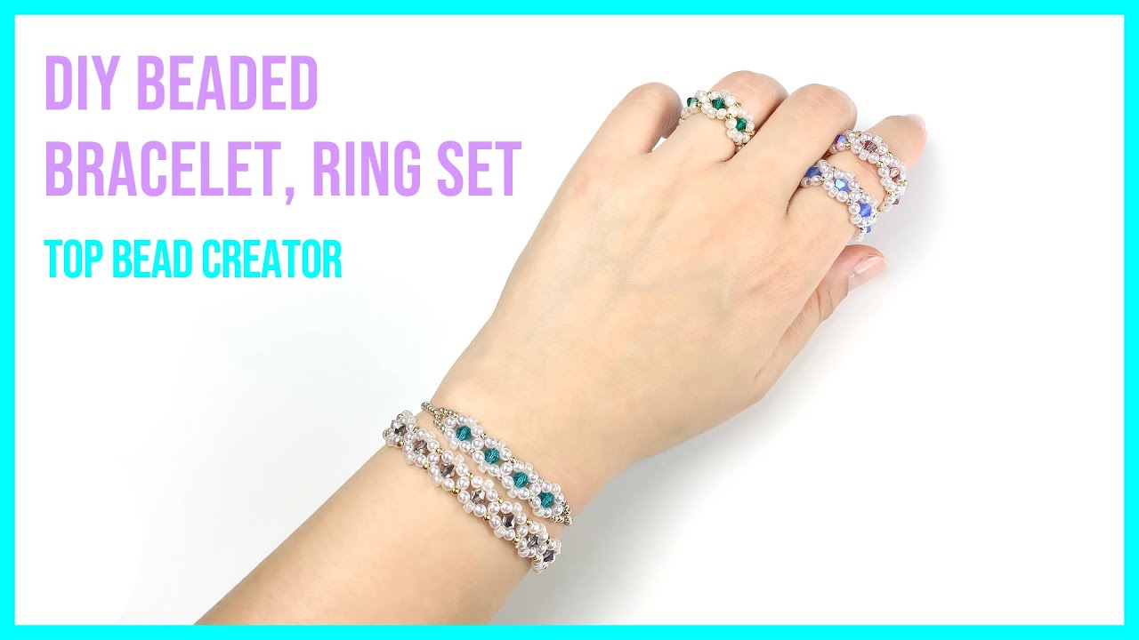 Beaded bracelet and ring set tutorial, easy to make for beginner ...