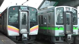 [Trains in Niigata, Japan] JR Echigo Line E127 series & E129 series  2015.2.15