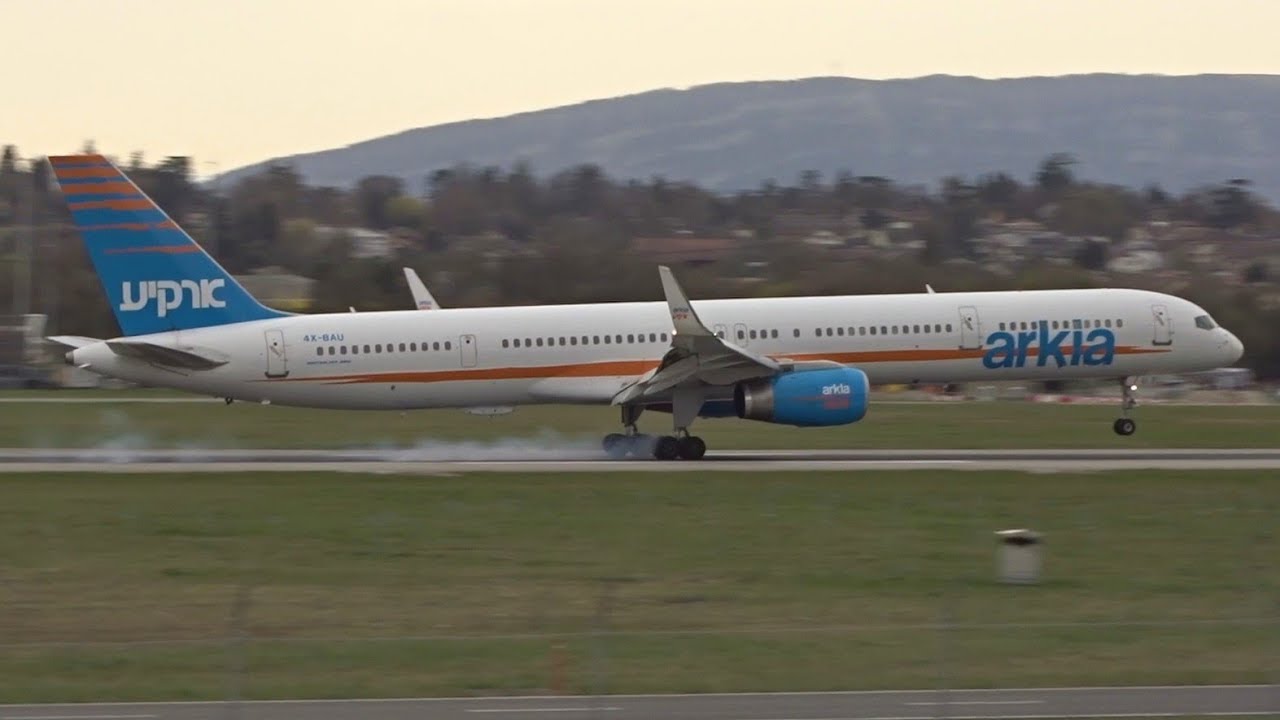 [FullHD] Arkia Boeing 757-300(WL) landing & takeoff at Geneva/GVA/LSGG