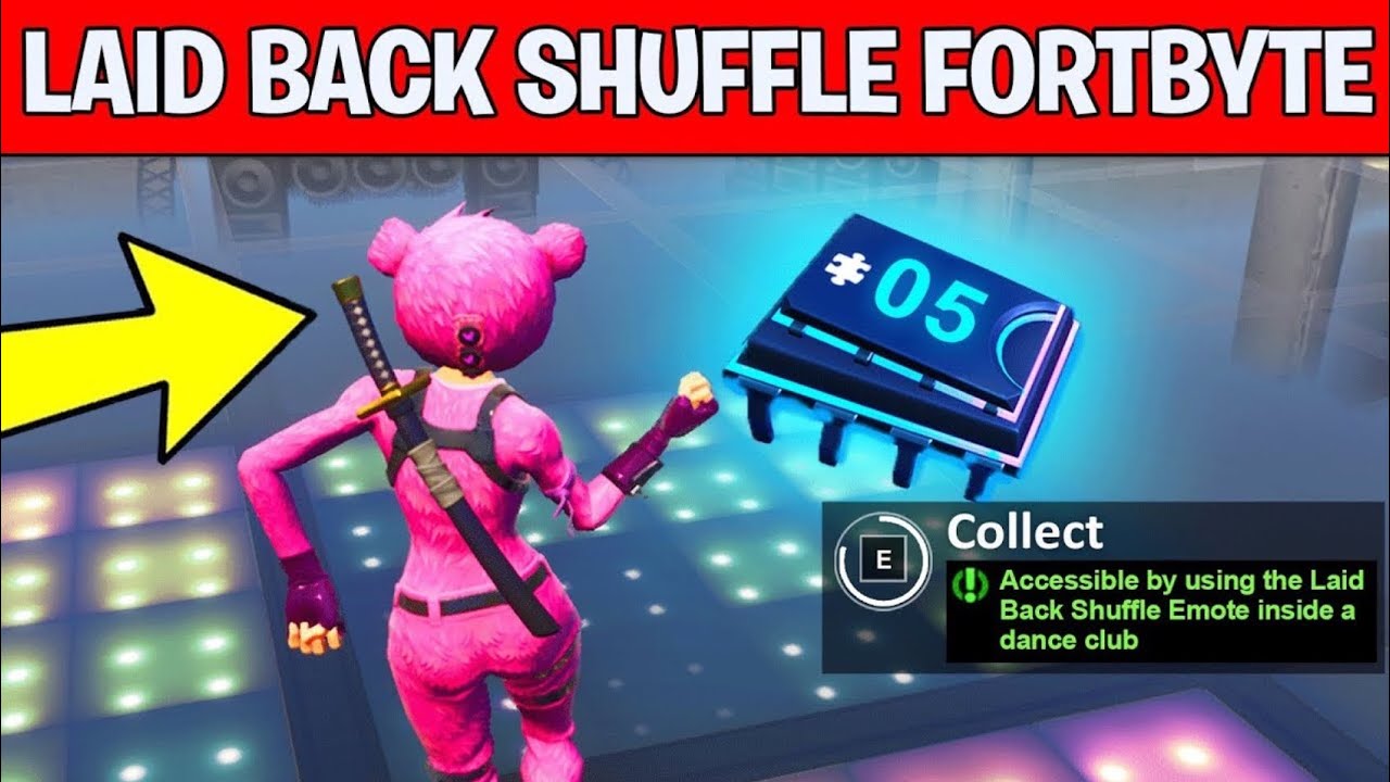 Fortnite Fortbyte #5 Location - Accessible by Using the Laid Back Shuffle Emote Inside a Dance Floor