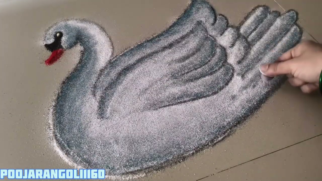  Swan with flowers Rangoli Design 🦢🏵️