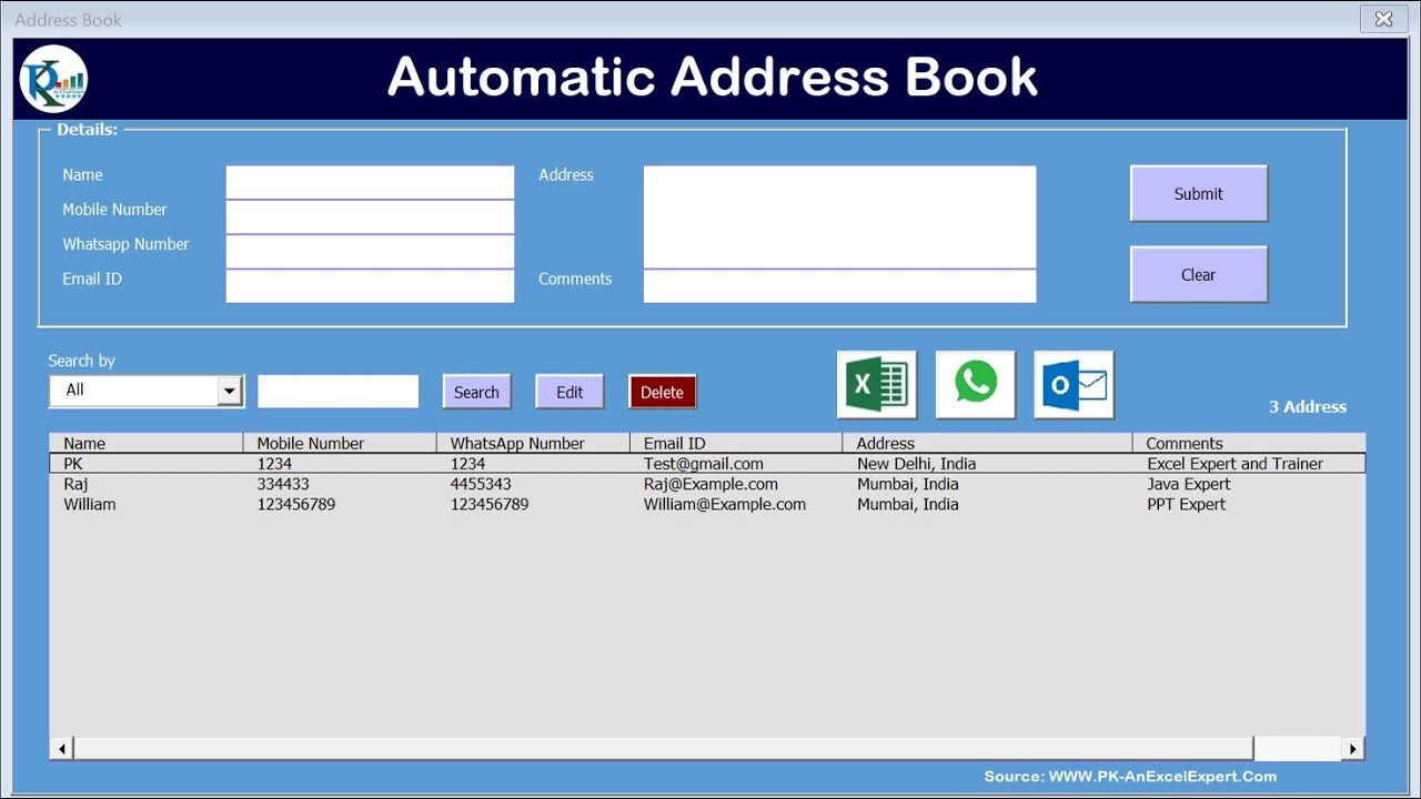 Automated Address Book With Auto Whatsapp And Email