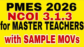 PMES 2026 Objective 6 NCOI 3.1.3 for MASTER TEACHERS