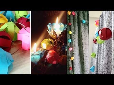 Diwali Decoration Ideas | DIY Paper balls wall hanging | diwali light decoration