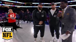 Travis Kelce and Jason Kelce are joined by their mom onstage ahead of Super Bowl LVII | FOX Sports Wealth
