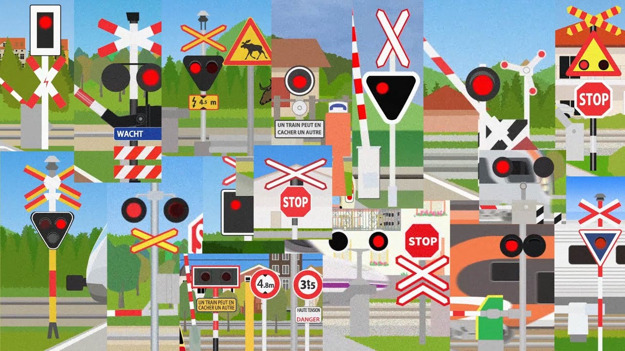 【踏切アニメ】ヨーロッパのふみきりがいろんな場所でカンカン😂😂😂European Railroad crossings on various places! updated