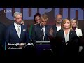 Tisková konference vítězného hnutí ANO po sněmovních volbách
